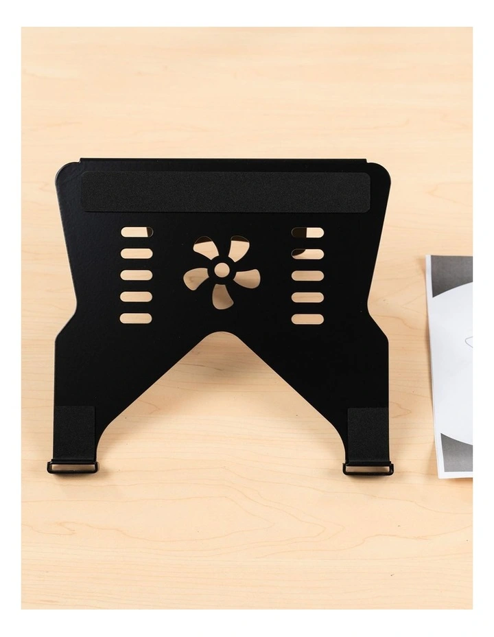 Black Laptop Holder Shelf For Gas Strut Monitor Mount With Secure Clamps image 3