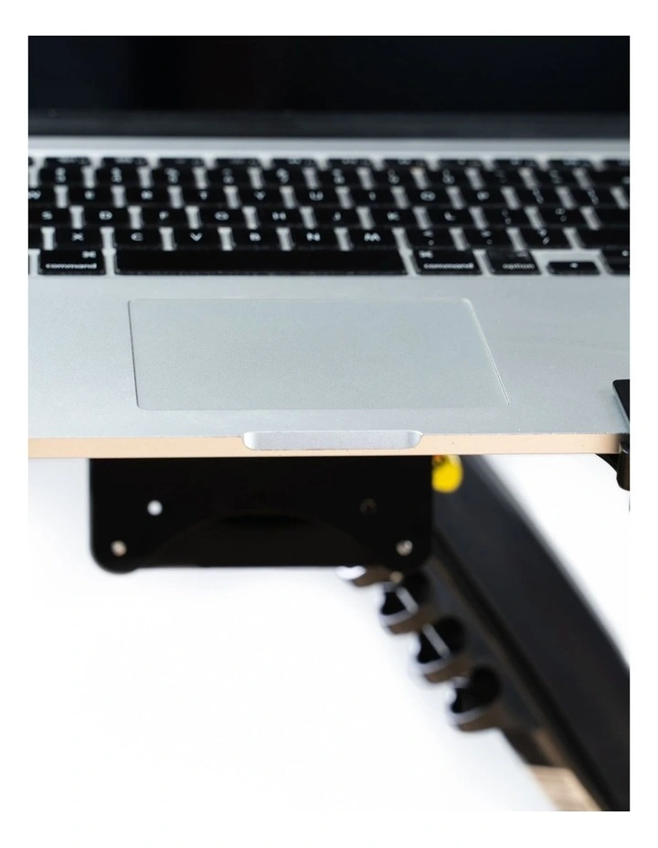 Black Laptop Holder Shelf For Gas Strut Monitor Mount With Secure Clamps image 4