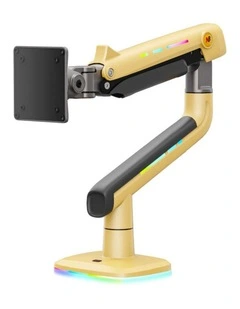 Yellow RGB Heavy Duty Gaming Monitor Arm For Large Screens With Full Motion Flexibility