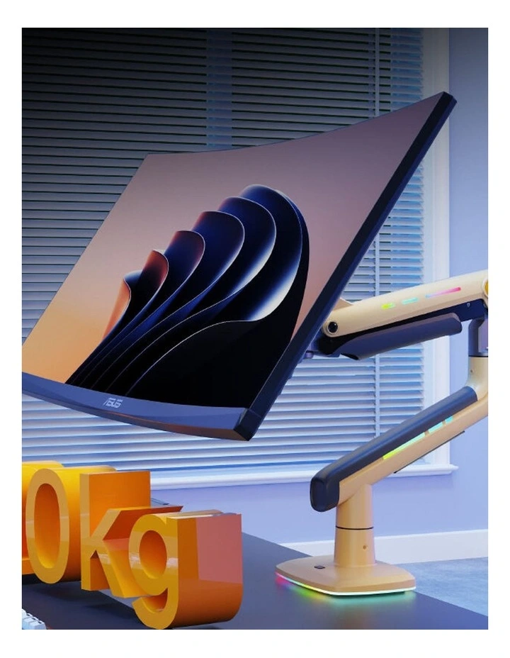 Yellow RGB Heavy Duty Gaming Monitor Arm For Large Screens With Full Motion Flexibility image 2