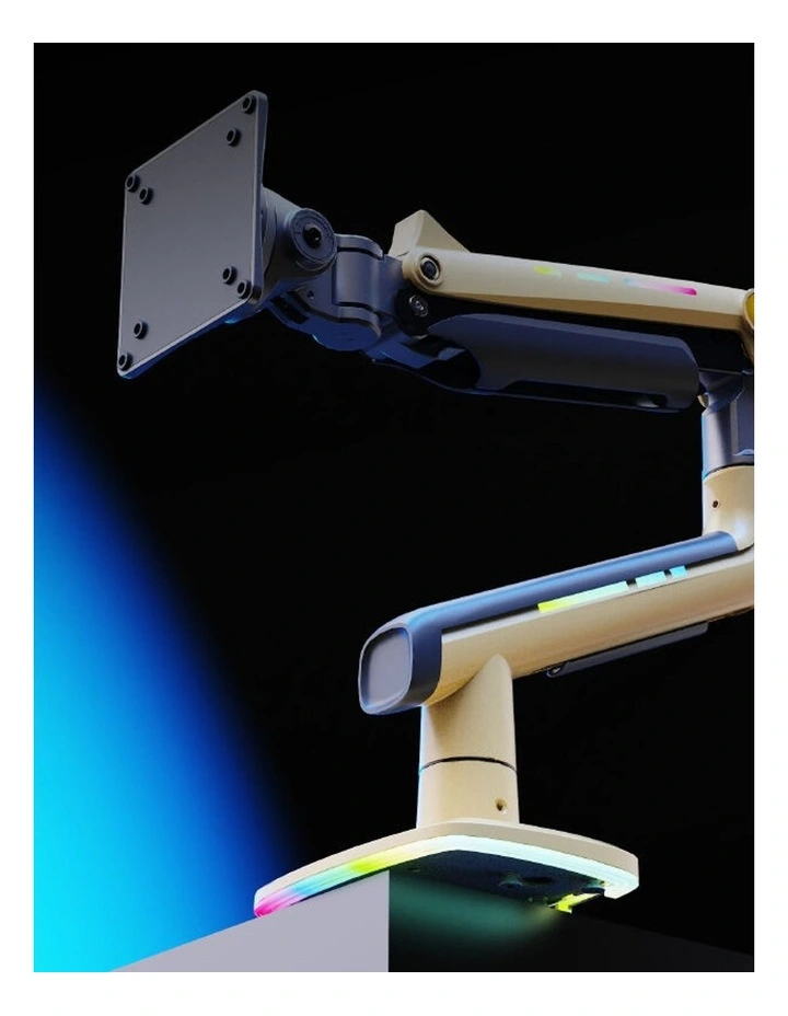 Yellow RGB Heavy Duty Gaming Monitor Arm For Large Screens With Full Motion Flexibility image 4