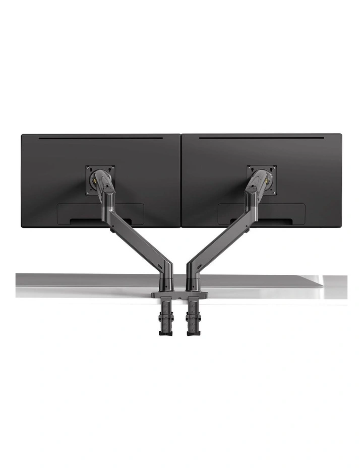 Black Dual Screen Desktop Monitor Arm With Gas Spring Extension USB Ports And Full Motion Control image 5