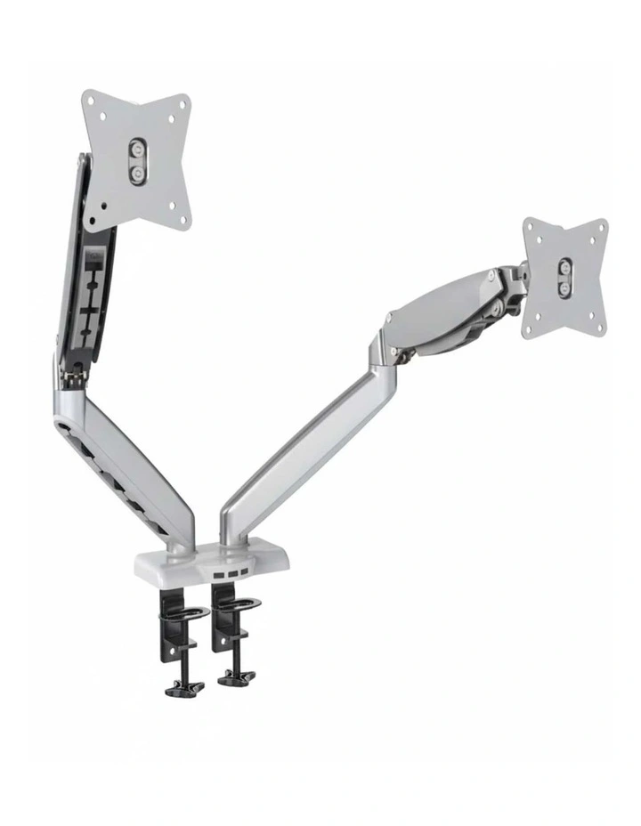 Black Dual Monitor Gas Spring Arm Mount With Full Motion Adjustment And Integrated Cable Management image 1