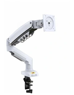 White Gas Strut Desktop Monitor Arm With Full Motion Adjustment And Clean Cable Management