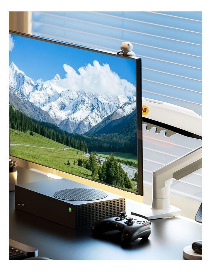 White Gas Strut Desktop Monitor Arm With Full Motion Adjustment And Clean Cable Management image 2