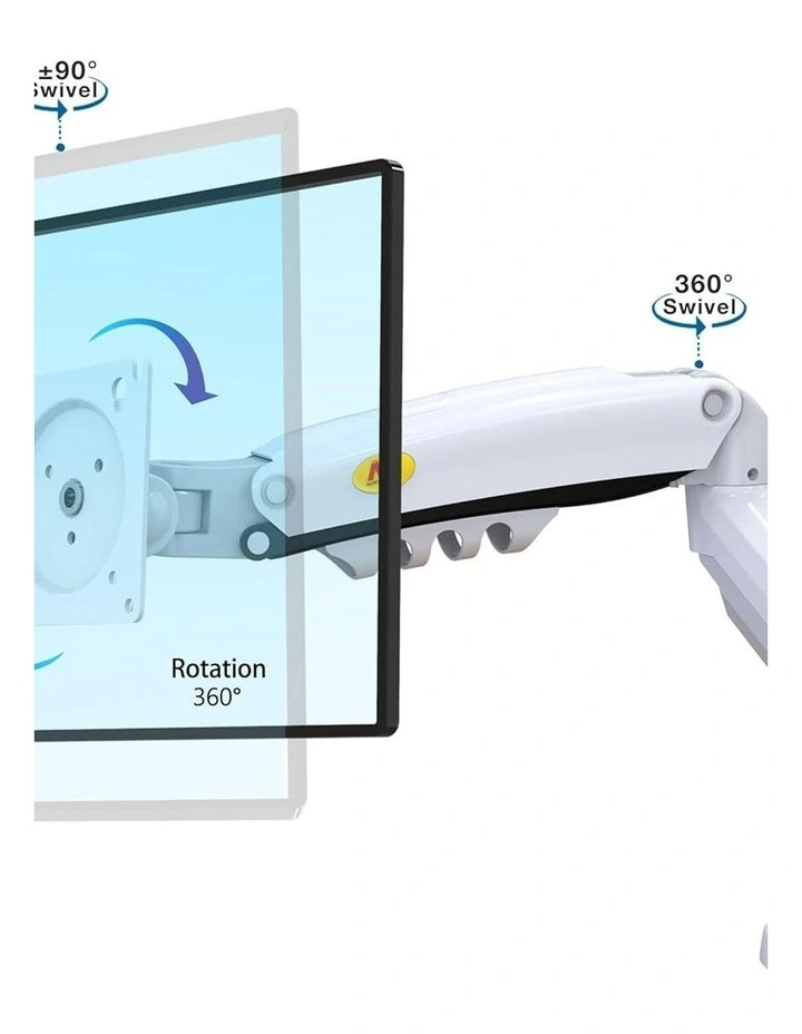 White Gas Strut Desktop Monitor Arm With Full Motion Adjustment And Clean Cable Management image 4