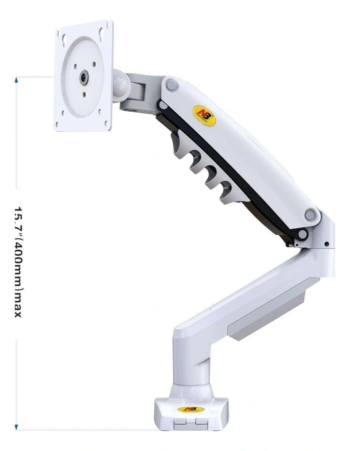 White Gas Strut Desktop Monitor Arm With Full Motion Adjustment And Clean Cable Management image 5