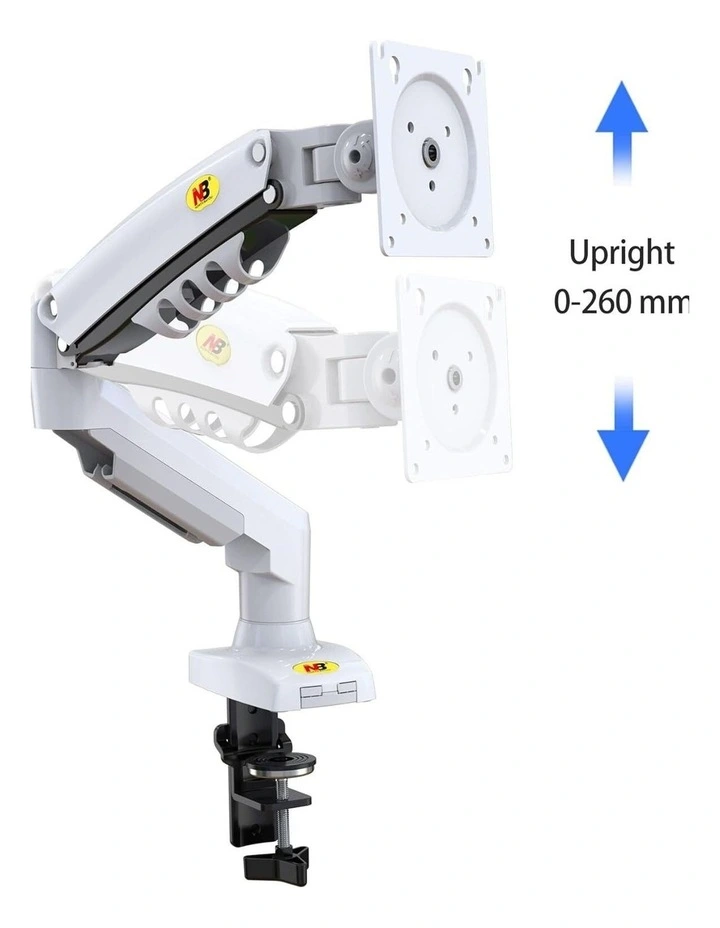 White Gas Strut Desktop Monitor Arm With Full Motion Adjustment And Clean Cable Management image 6