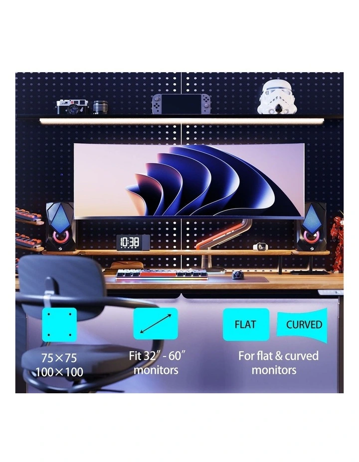 Blue RGB Heavy Duty Gaming Monitor Arm For Large Curved Screens With Full Motion Support image 4