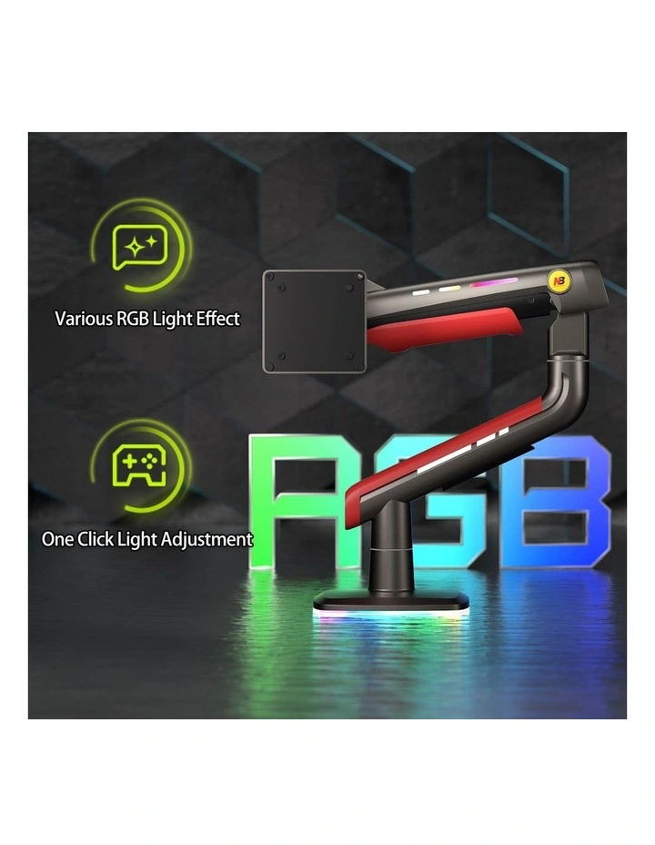 Blue RGB Heavy Duty Gaming Monitor Arm For Large Curved Screens With Full Motion Support image 5