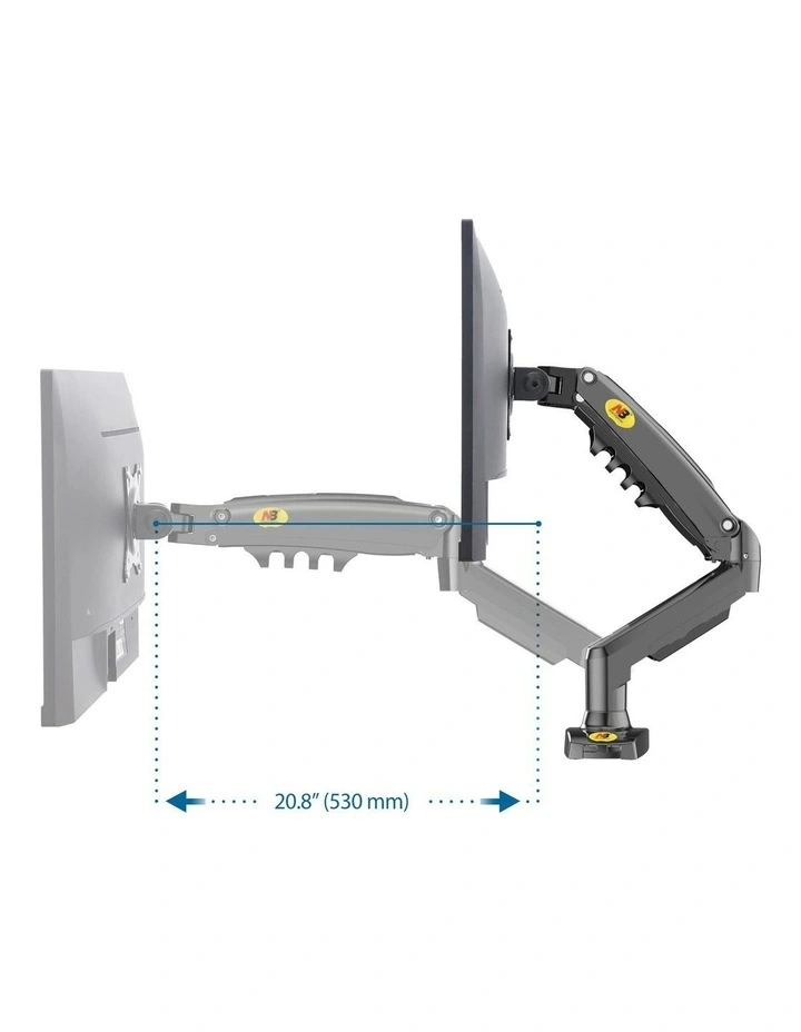 Gunmetal Grey Dual Screen Gas Strut Monitor Arm For Professional Desktop Workstations image 6