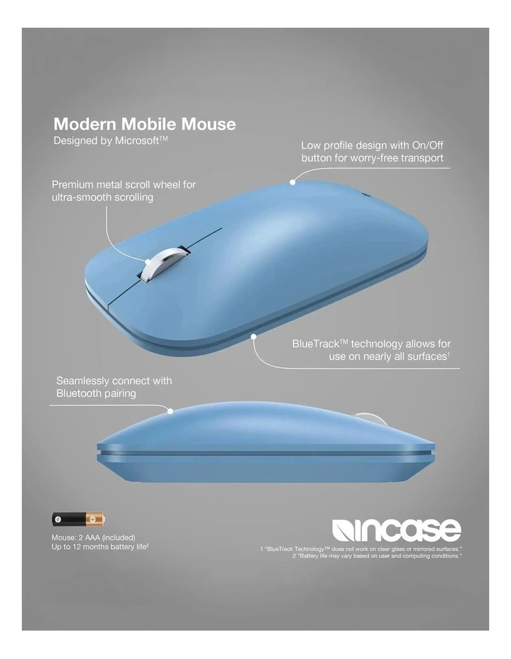 Incase Designed by Microsoft Bluetooth Modern Mobile Mouse - Sapphire [KTF-00077] image 6