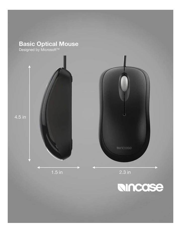 Incase Wired USB-A Basic Optical Mouse - Black [P58-00065] image 7