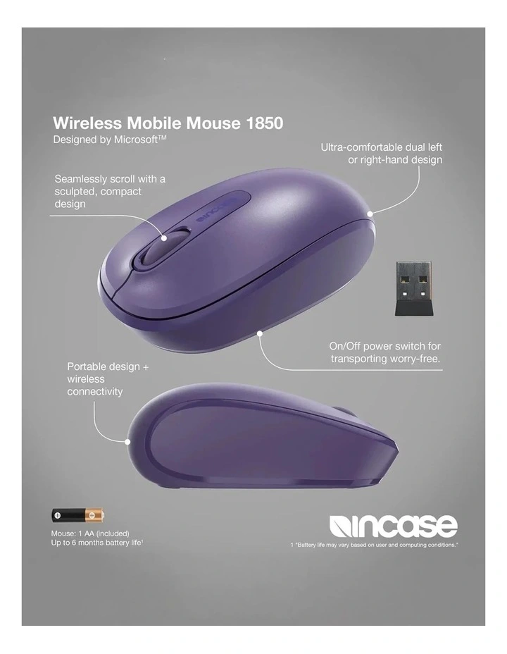 Incase Mobile Wireless Mouse 1850 - Purple [U7Z-00050] image 7