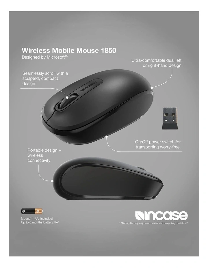 Incase Mobile Wireless Mouse 1850 - Black [U7Z-00005] image 7