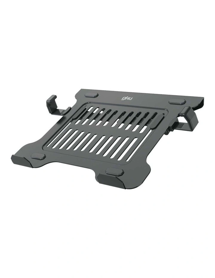 Matt Black VESA Laptop Tray Mount With Adjustable Side Clips And Ventilated Steel Base image 1