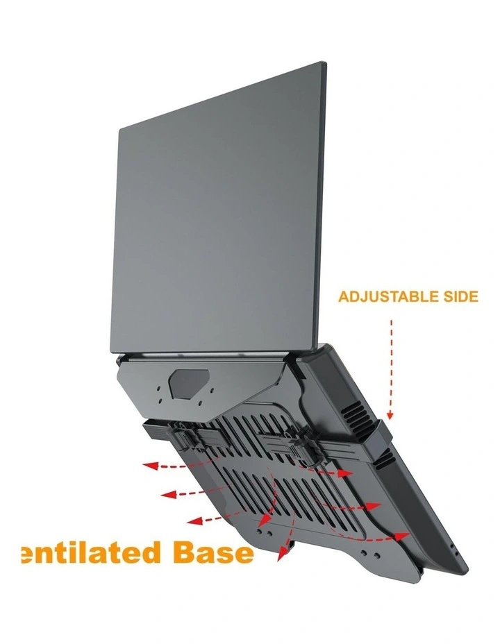 Matt Black VESA Laptop Tray Mount With Adjustable Side Clips And Ventilated Steel Base image 4