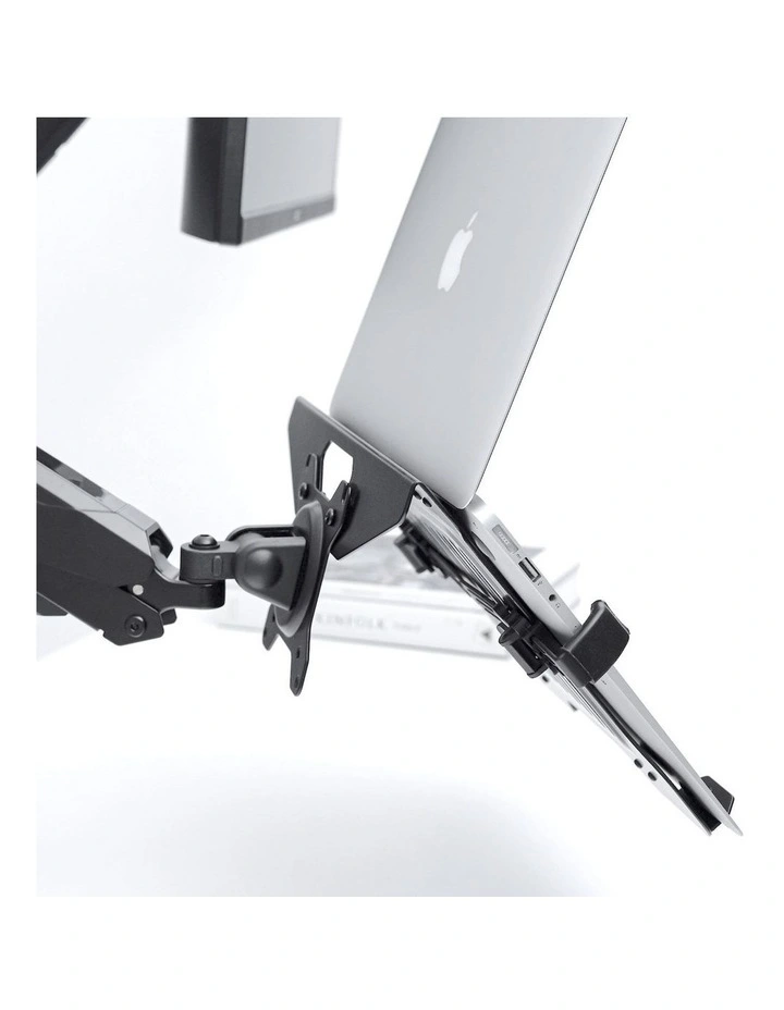 Matt Black VESA Laptop Tray Mount With Adjustable Side Clips And Ventilated Steel Base image 6