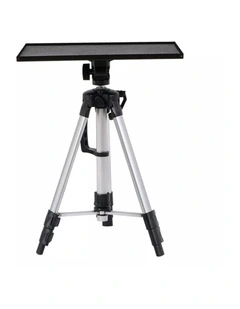 Black Adjustable Projector and Laptop Tripod Stand with Rotating Tray and Carry Bag