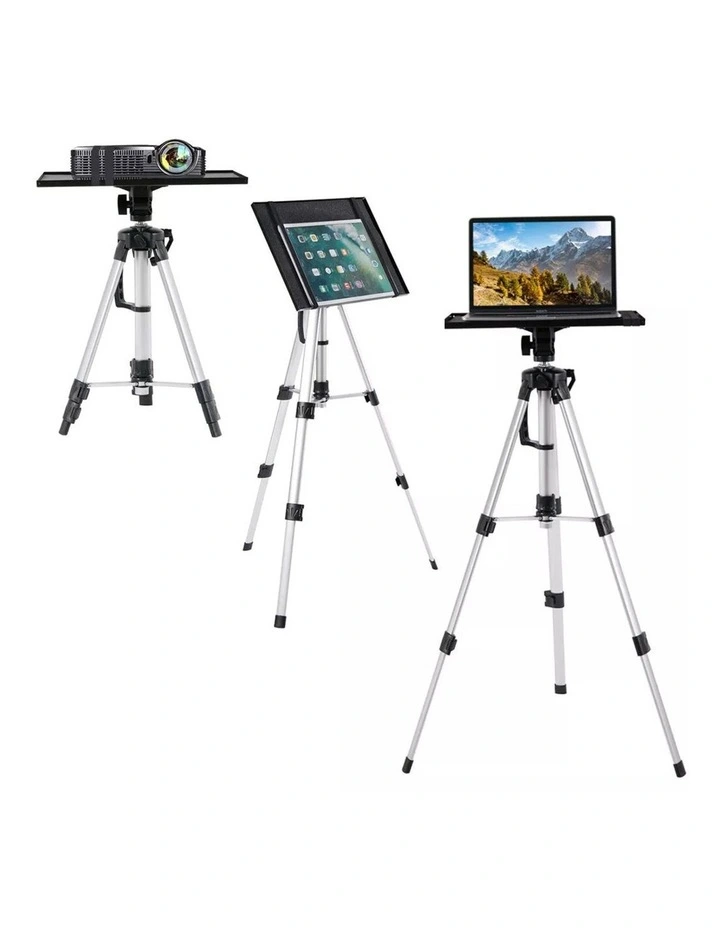 Black Adjustable Projector and Laptop Tripod Stand with Rotating Tray and Carry Bag image 2