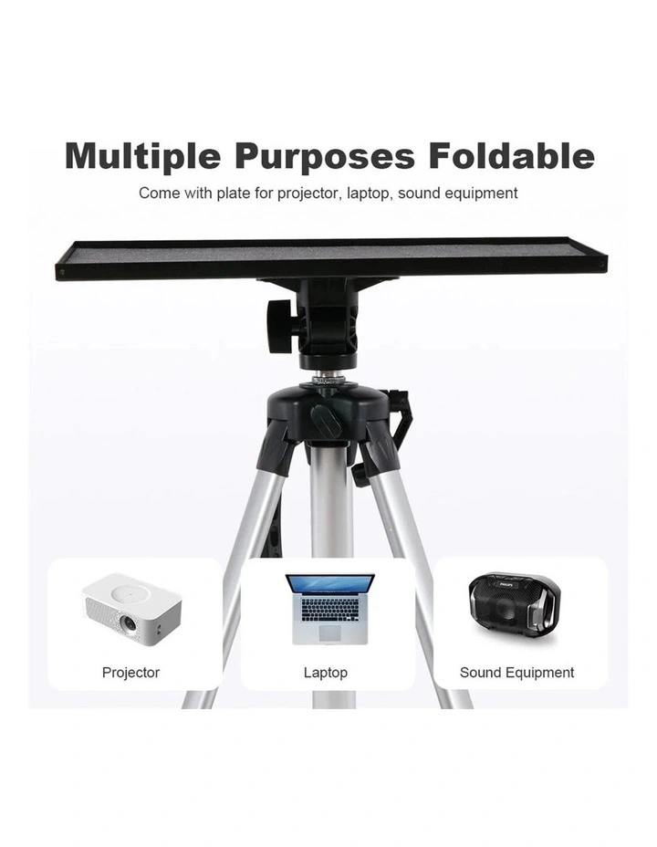 Black Adjustable Projector and Laptop Tripod Stand with Rotating Tray and Carry Bag image 3