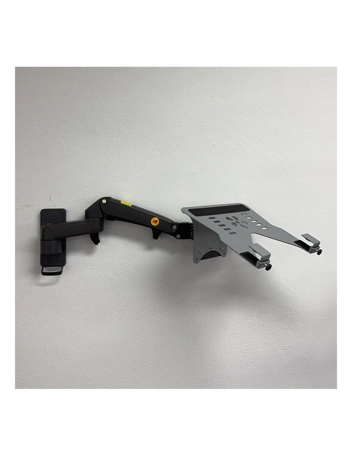 Black Wall Mounted Laptop Arm With Floating Shelf Gas Spring Design For Ergonomic Space Saving Use image 3