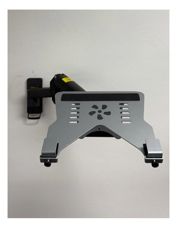 Black Wall Mounted Laptop Arm With Floating Shelf Gas Spring Design For Ergonomic Space Saving Use image 4