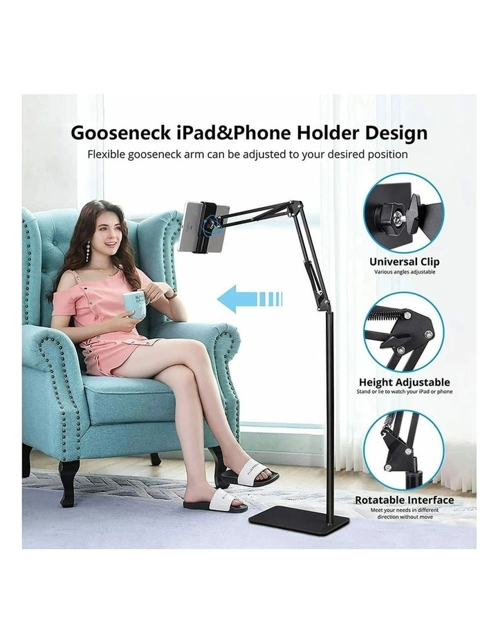 Portable Tripod Phone Tablet Mount with 360 Clamp and Flexible Arms for Video, Streaming image 2