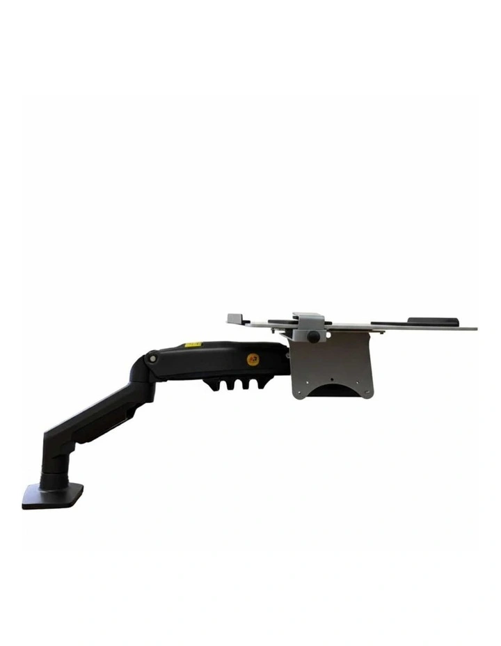Black Desk Mounted Laptop Arm With Floating Shelf Gas Spring Design For Clean Ergonomic Workspace image 1
