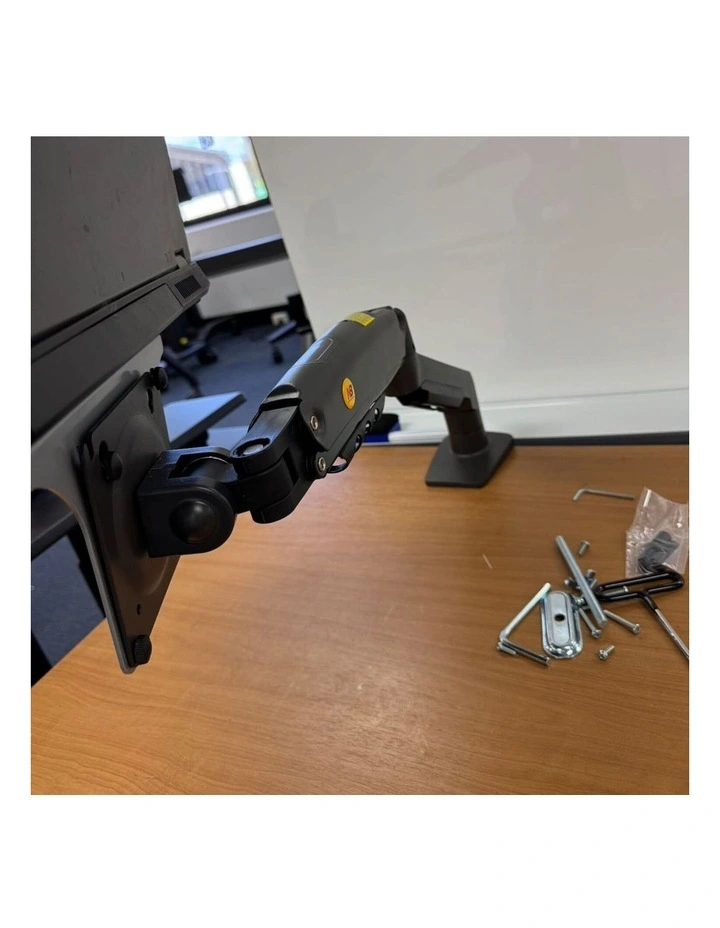 Black Desk Mounted Laptop Arm With Floating Shelf Gas Spring Design For Clean Ergonomic Workspace image 3
