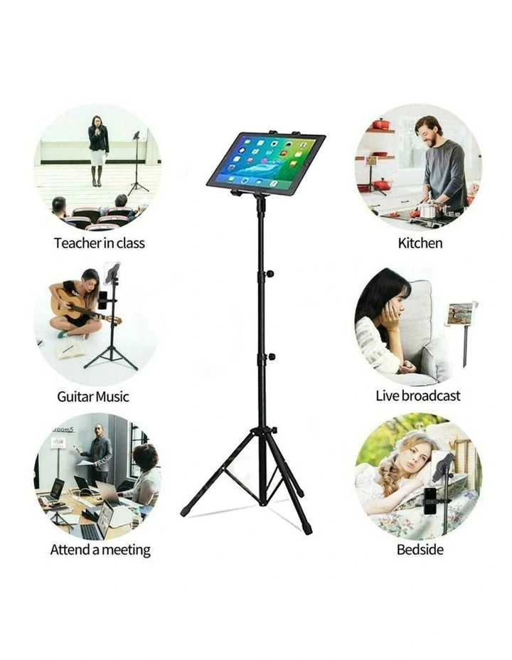 Black Portable Adjustable Tripod Stand with 360 Swivel for Phones and Tablets image 3