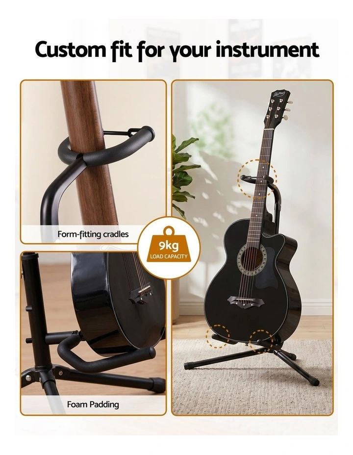 Alpha Iron Adjustable Guitar Stand Folding Instrument Holder Acoustic Bass Rack Black image 5