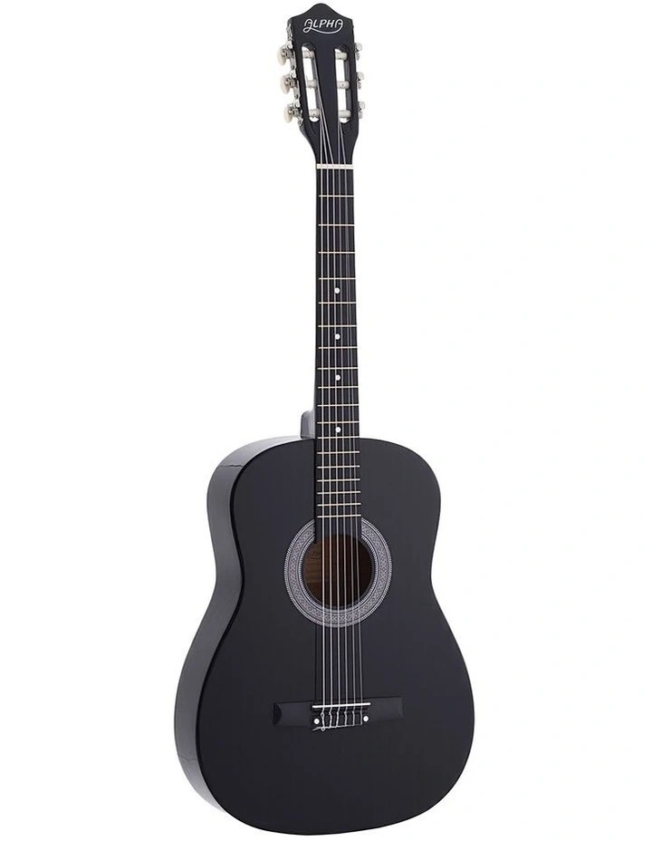 Alpha 38 Inch Acoustic Guitar Full Size Classical Cutaway Nylon String Black image 1