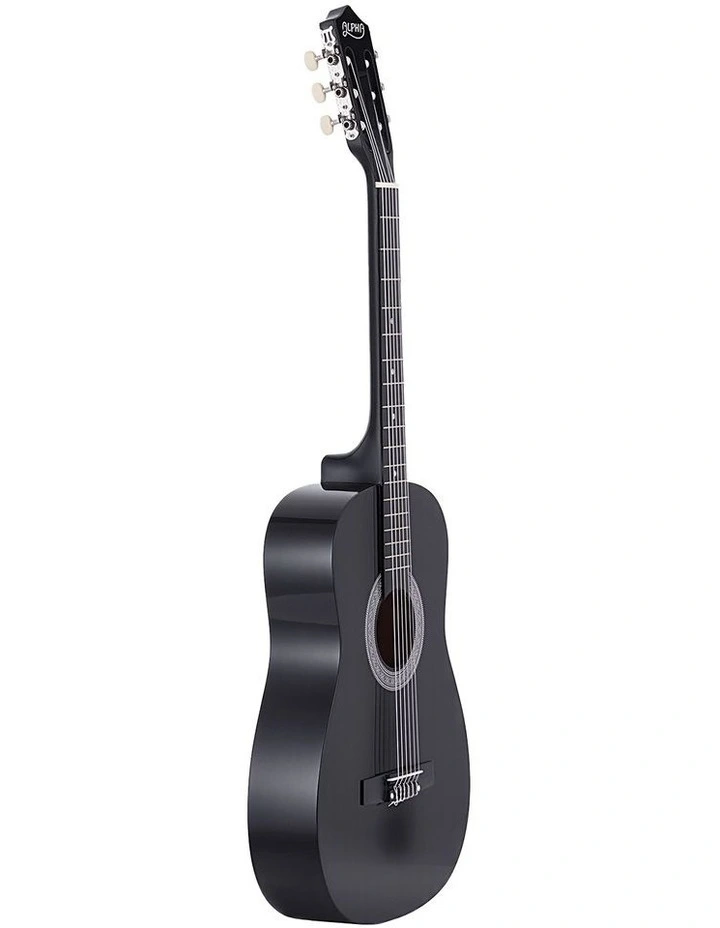 Alpha 38 Inch Acoustic Guitar Full Size Classical Cutaway Nylon String Black image 3