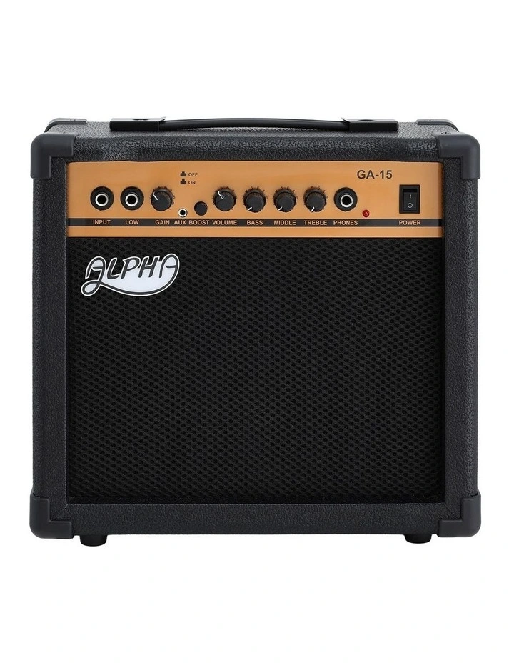 Alpha 20W Guitar Amplifier Portable Practice Amp Overdrive 3-Band EQ Black image 3