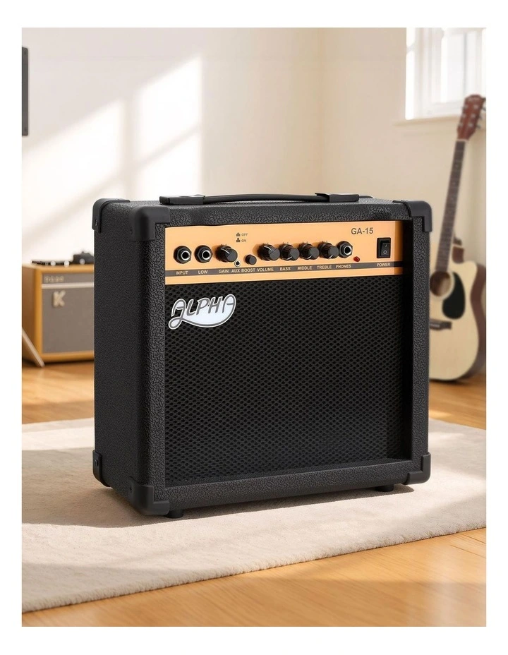 Alpha 20W Guitar Amplifier Portable Practice Amp Overdrive 3-Band EQ Black image 6