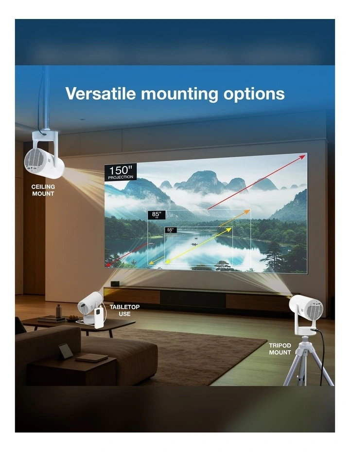 Laser Full HD Smart Portable Projector with 100 Inch Screen PJ-TUFA1CW-353 image 4