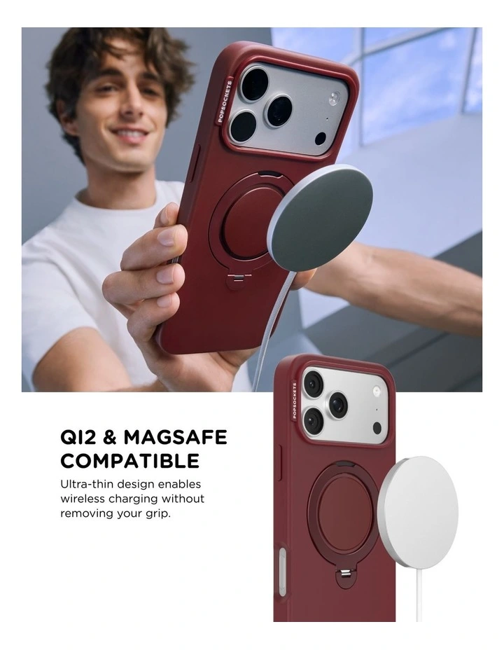 PopSockets PopCase LowPro MagSafe Protective Phone Case for iPh17/18 ProMax - Berry image 3