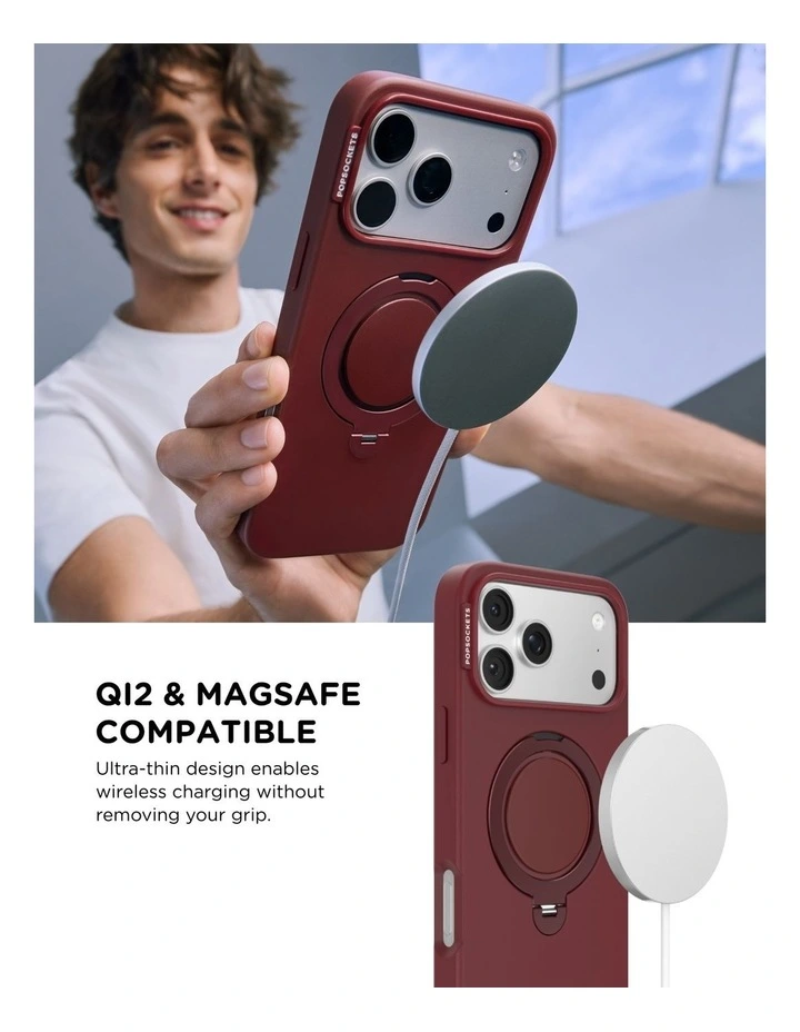 PopSockets PopCase LowPro MagSafe Protective Phone Case for iPh17/18 Pro - Berry image 3