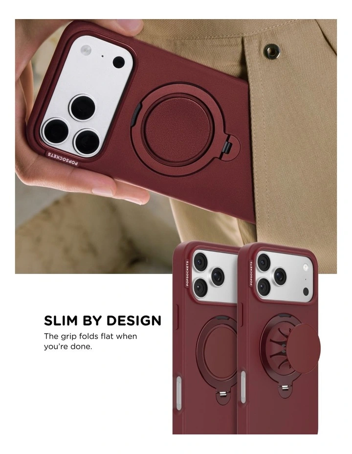 PopSockets PopCase LowPro MagSafe Protective Phone Case for iPh17/18 Pro - Berry image 4