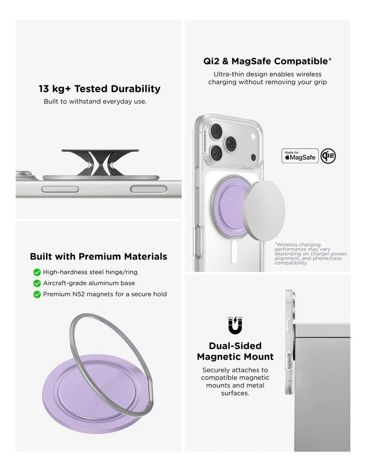 PopSockets PopGrip LowPro MagSafe Mount Grip Stand - Lilac image 7