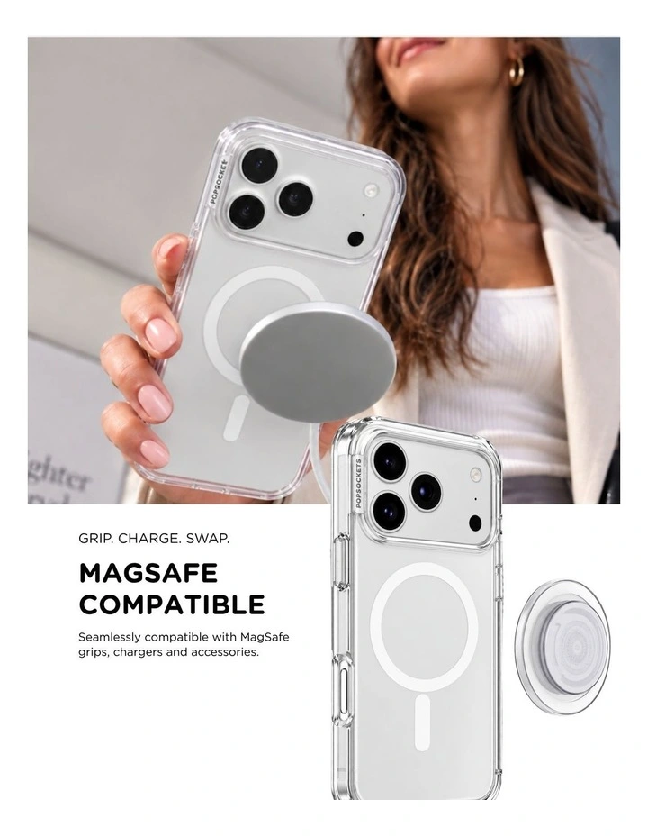 PopSockets PopCase MagSafe Protective Phone Case for iPh17/18 Pro Max - Clear image 5