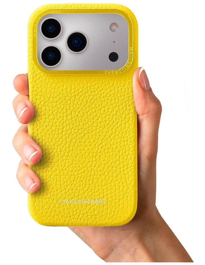 Leather Phone Case iPhone 18 Pro Max in Daisy Yellow image 3