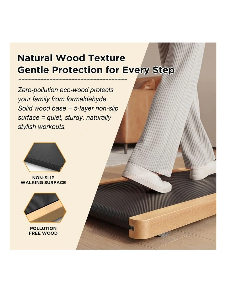 Wooden Walking Pad for Home, Under Desk Treadmills Portable Mini Compact Walk Pads for Small Space image 6