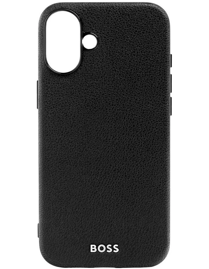 BOSS iPhone 16 Plus Grained Black Case image 1