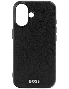 BOSS iPhone 16 Grained Black Case