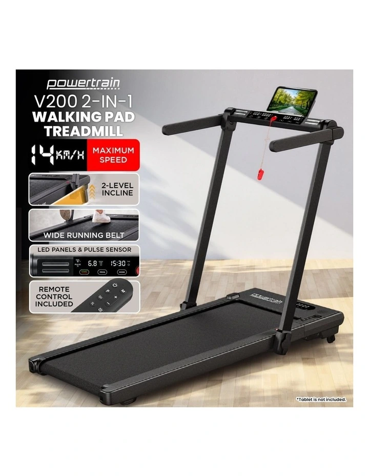 Powertrain V200 3.0HP 2-in-1 Foldable Electric Walking Pad 14kph Under Desk Running Machine Home Gym image 3