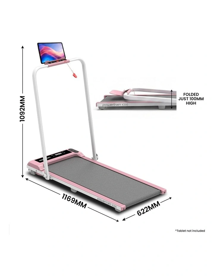 Powertrain K300 Pink Foldable 2-in-1 Under Desk Walking Pad Treadmill 1.5HP 10km/h Incline Home image 2