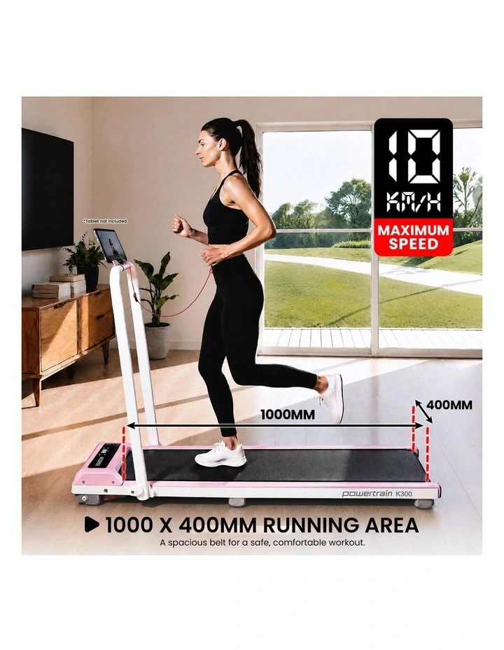 Powertrain K300 Pink Foldable 2-in-1 Under Desk Walking Pad Treadmill 1.5HP 10km/h Incline Home image 5