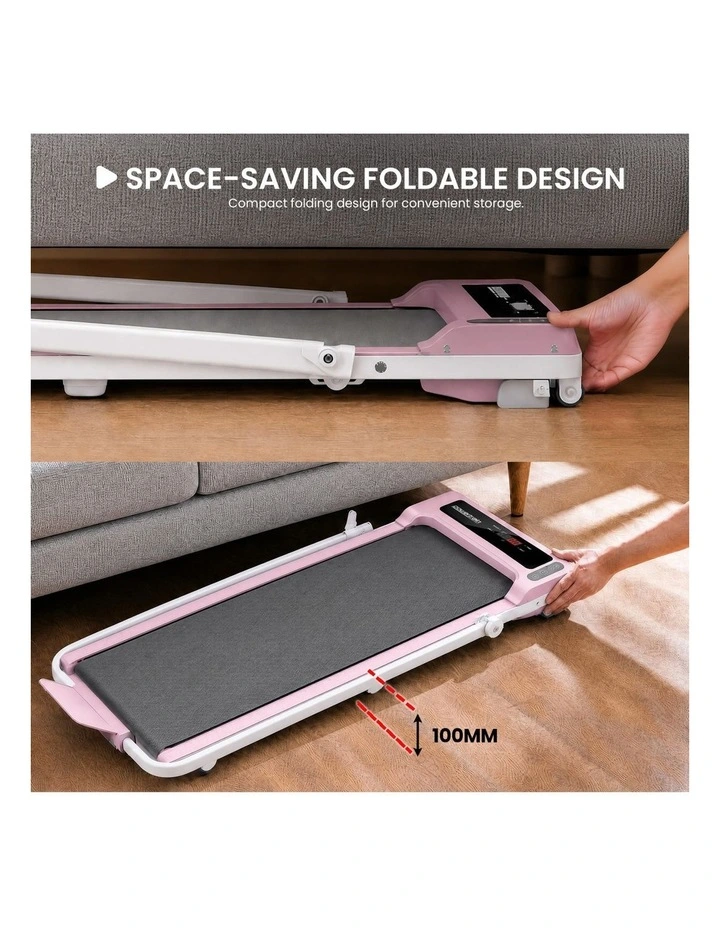 Powertrain K300 Pink Foldable 2-in-1 Under Desk Walking Pad Treadmill 1.5HP 10km/h Incline Home image 6